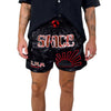 Space Muay Thai Shorts (Black/Red)